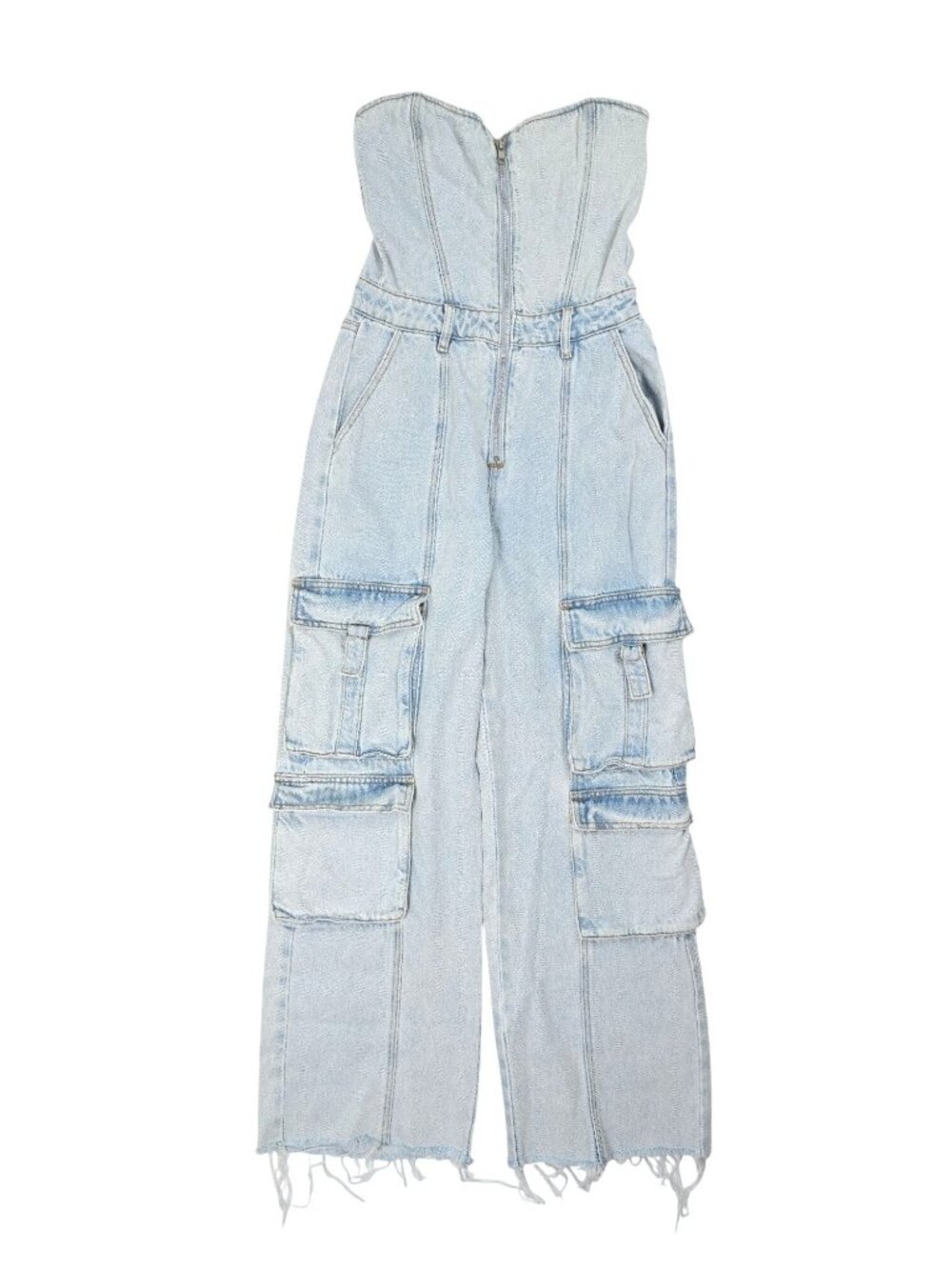 WeWoreWhat Corset Cargo Jumpsuit in Blue